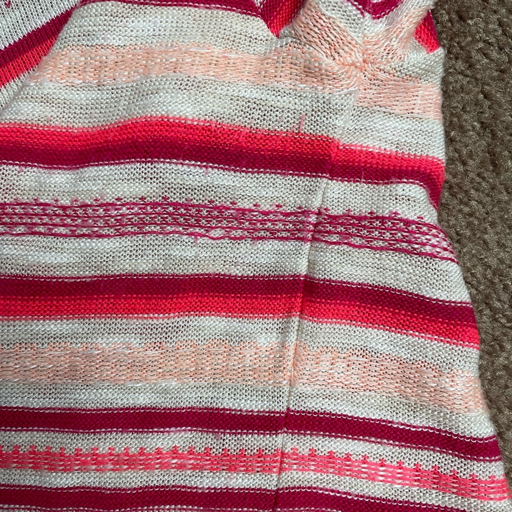 Women’s Maurices Cream and Coral Striped Cardigan Sweater Size M - Picture 7 of 9
